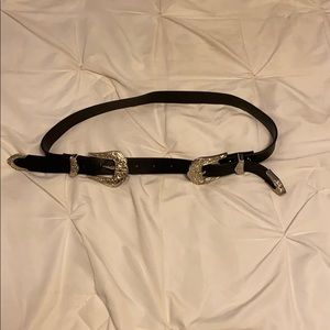 Black Belt with 2 Silver Buckles
